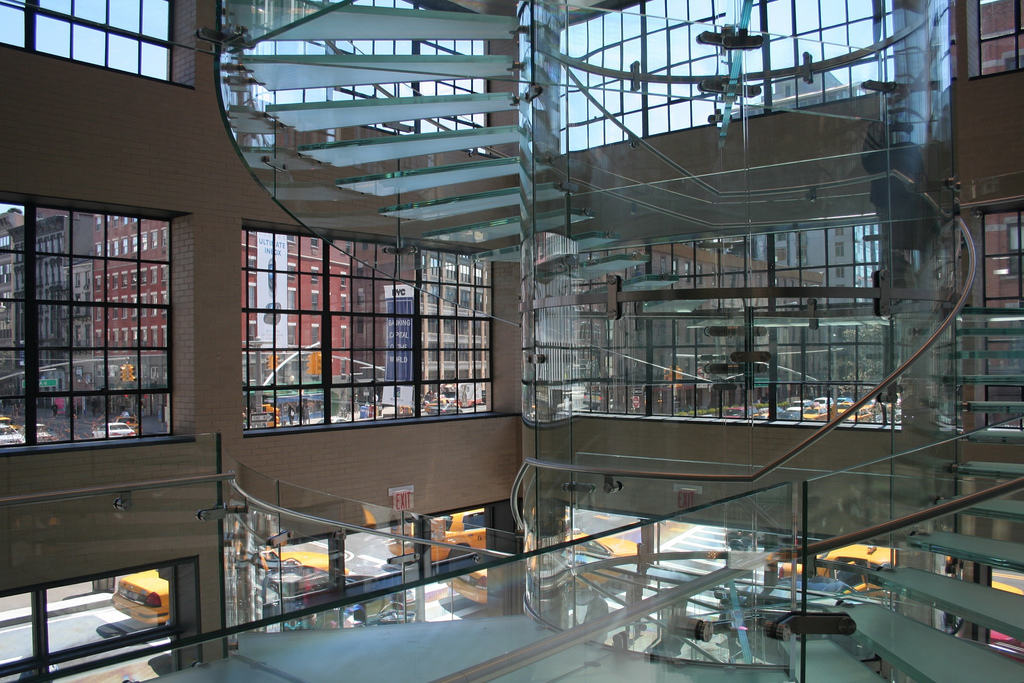 Featuring a massive glass staircase, the Apple Store on West 14th Street in New York City becomes the company's trendiest yet.