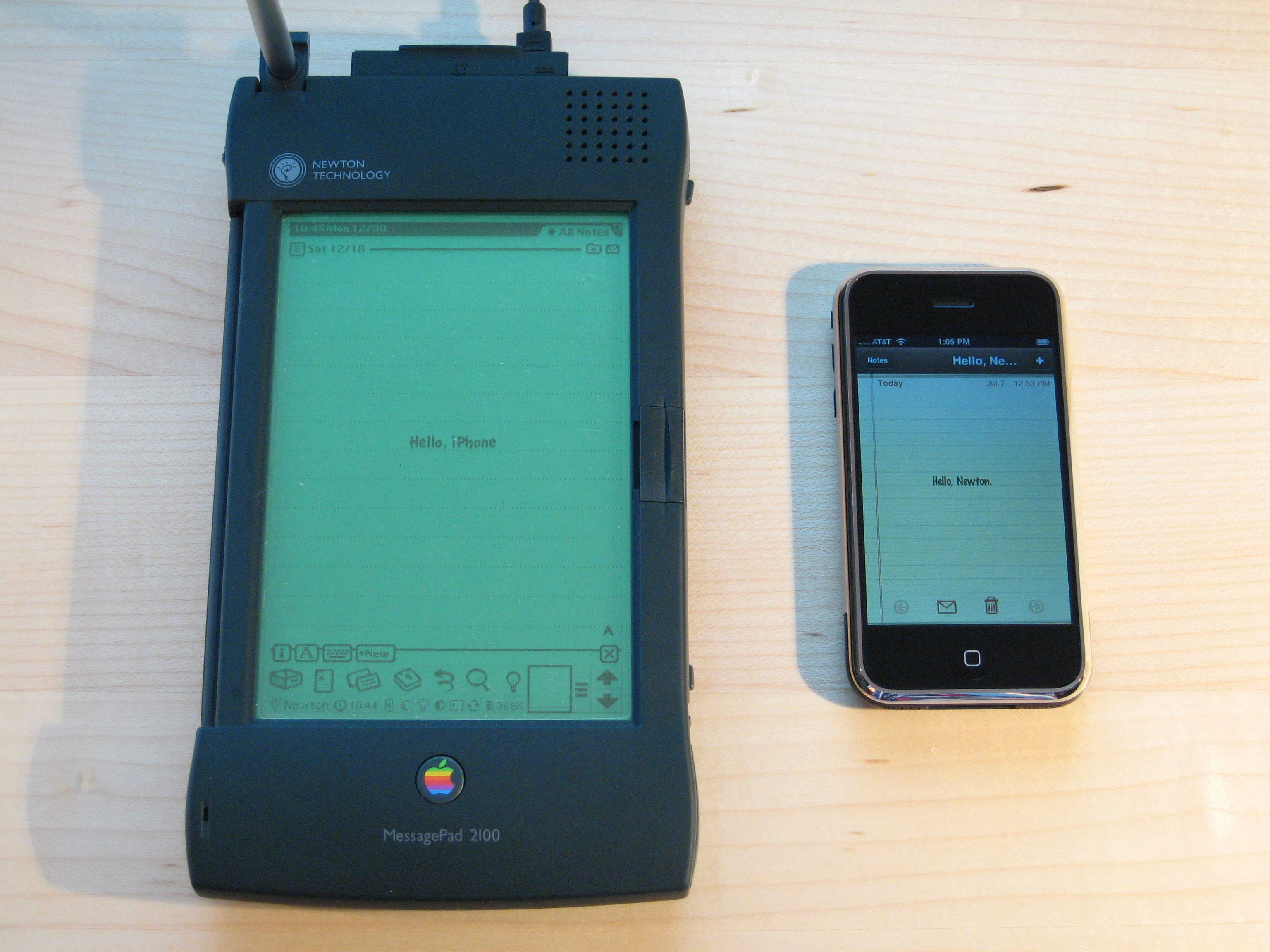 The Newton MessagePad, an product line run by Gaston Bastiaens, looks gigantic next to an iPhone.