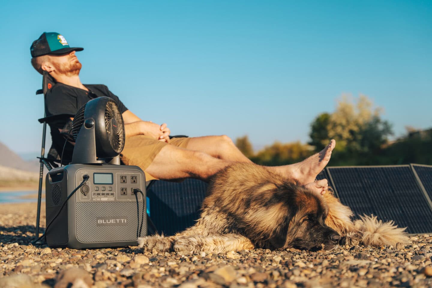 Bluetti AC180 portable power station at the beach.