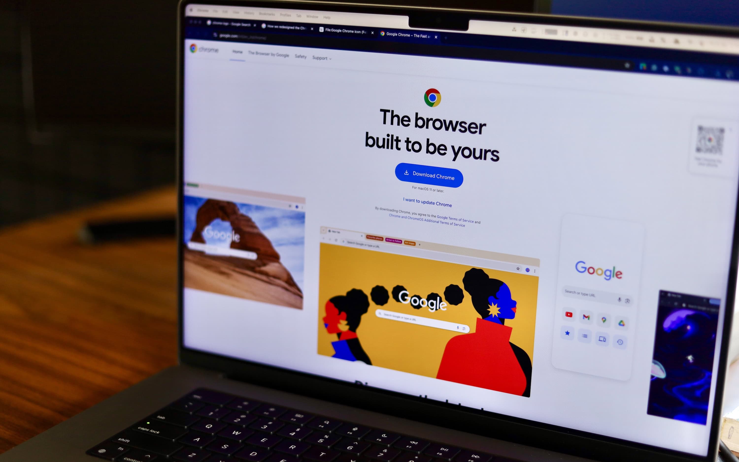 Google Chrome website open on a MacBook Pro