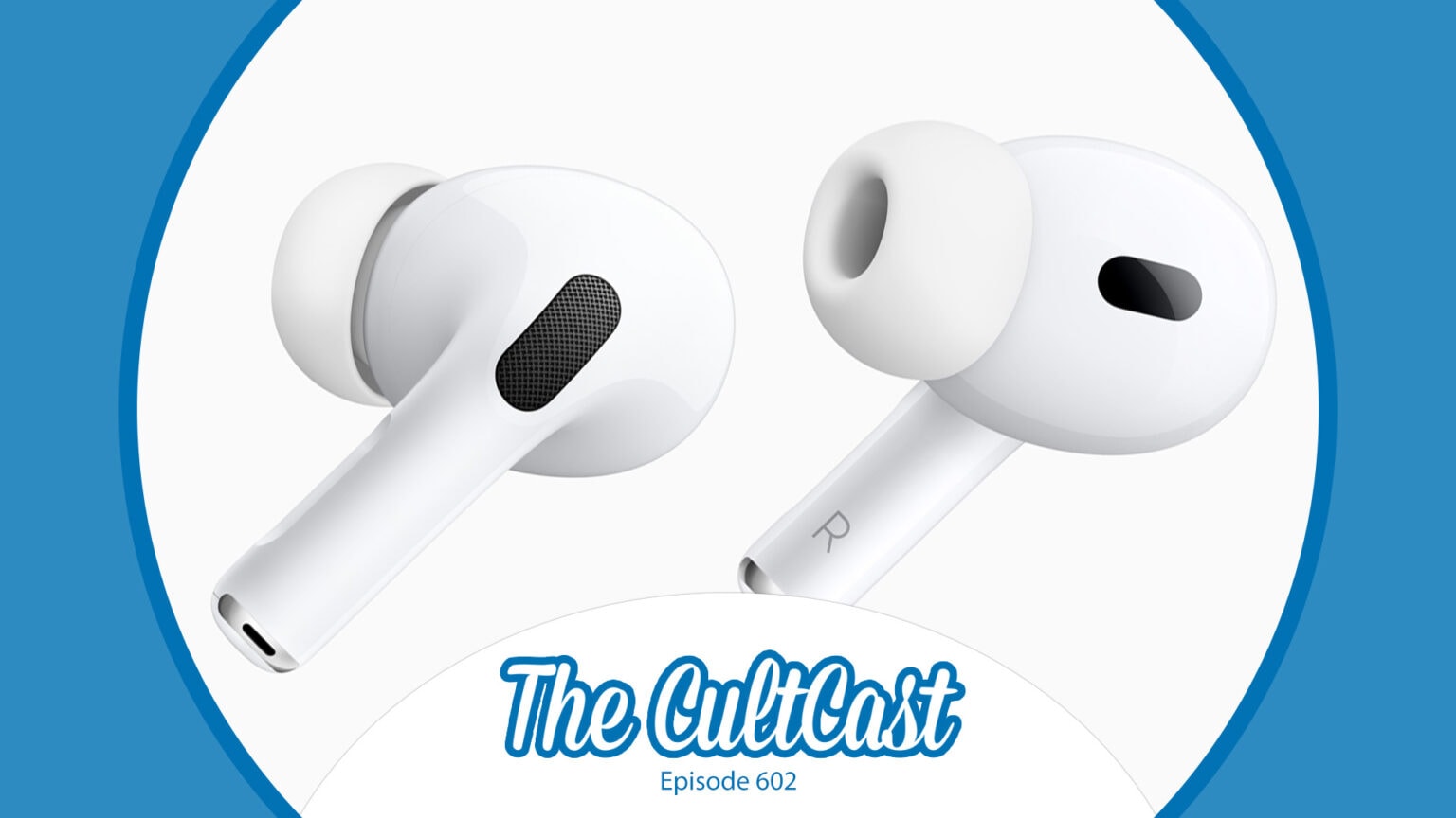 AirPods and the CultCast logo.