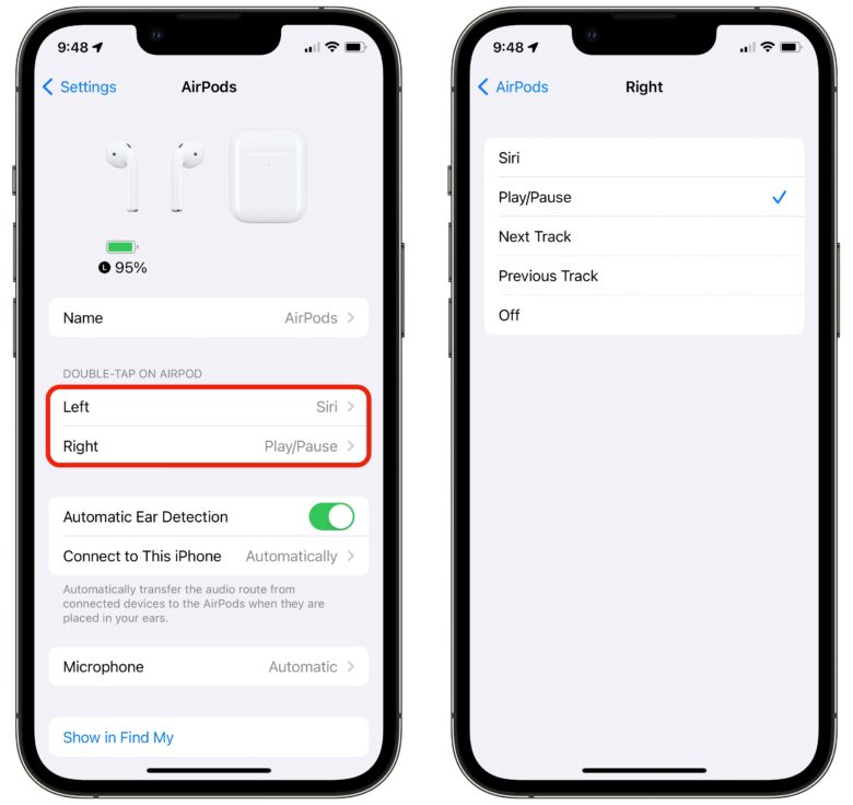 Customizing controls on AirPods