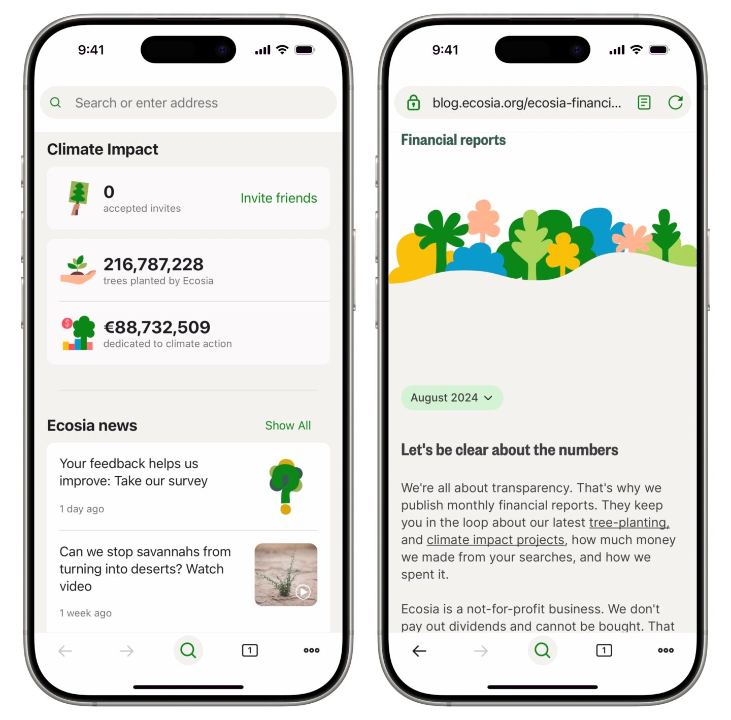 Ecosia Browser for iPhone