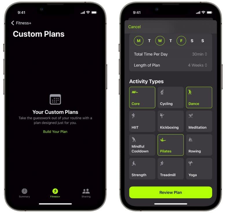 Building a custom workout plan in Apple Fitness+
