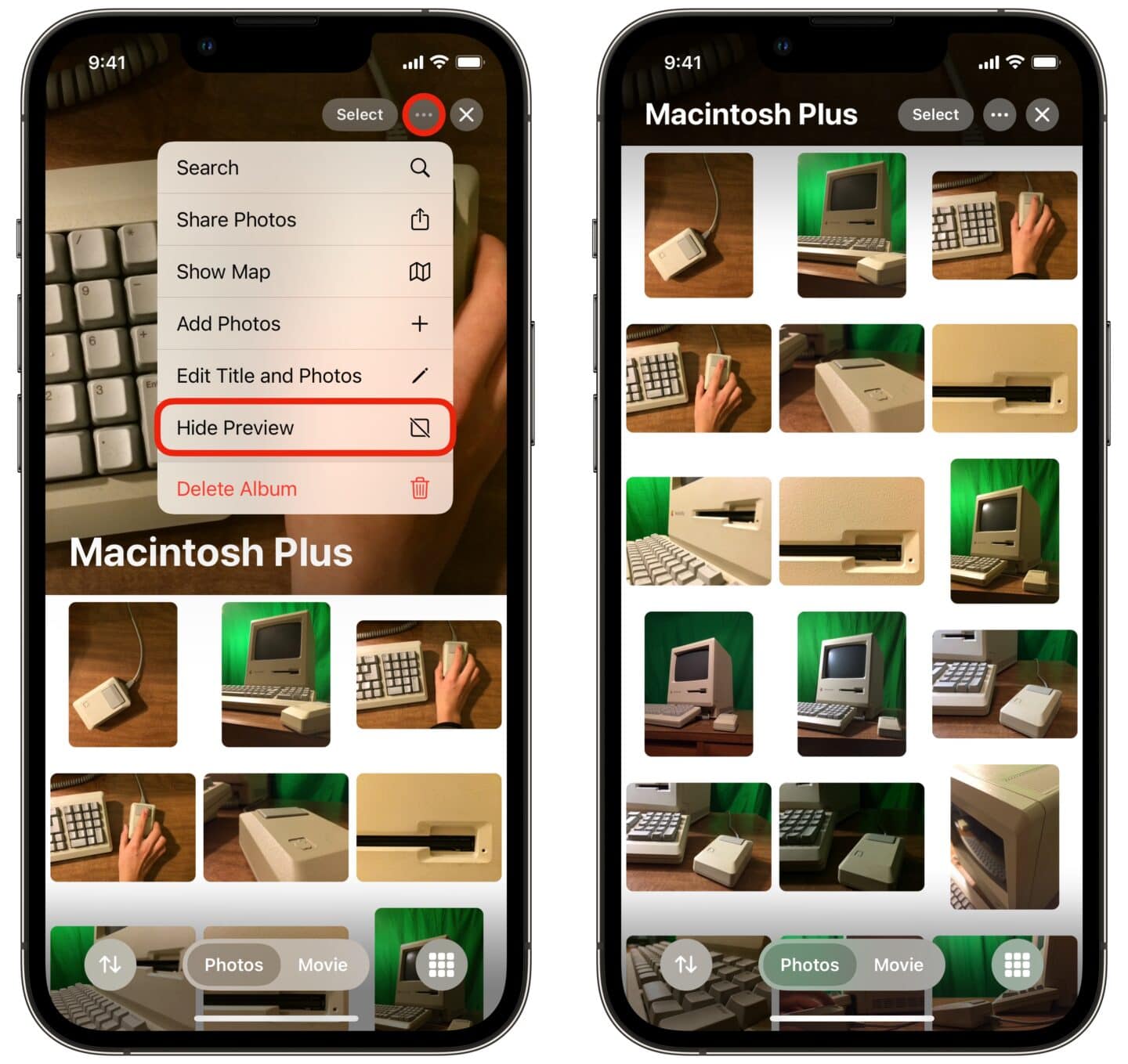 Hide Album Preview in Photos in iOS 18