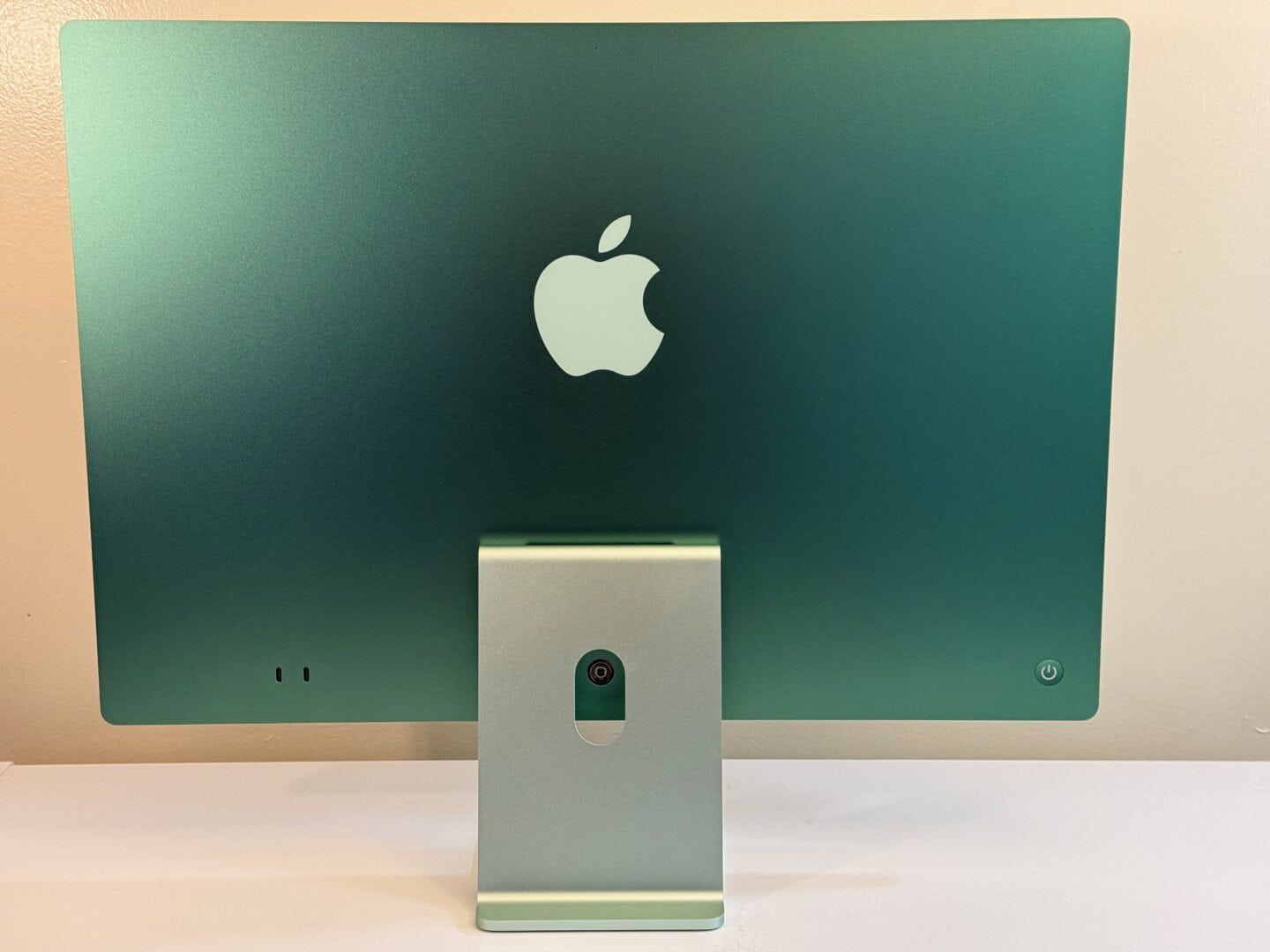 Back of an M4 iMac in Green