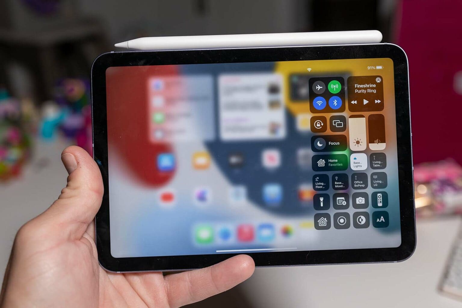 iPad mini 6 with control center open