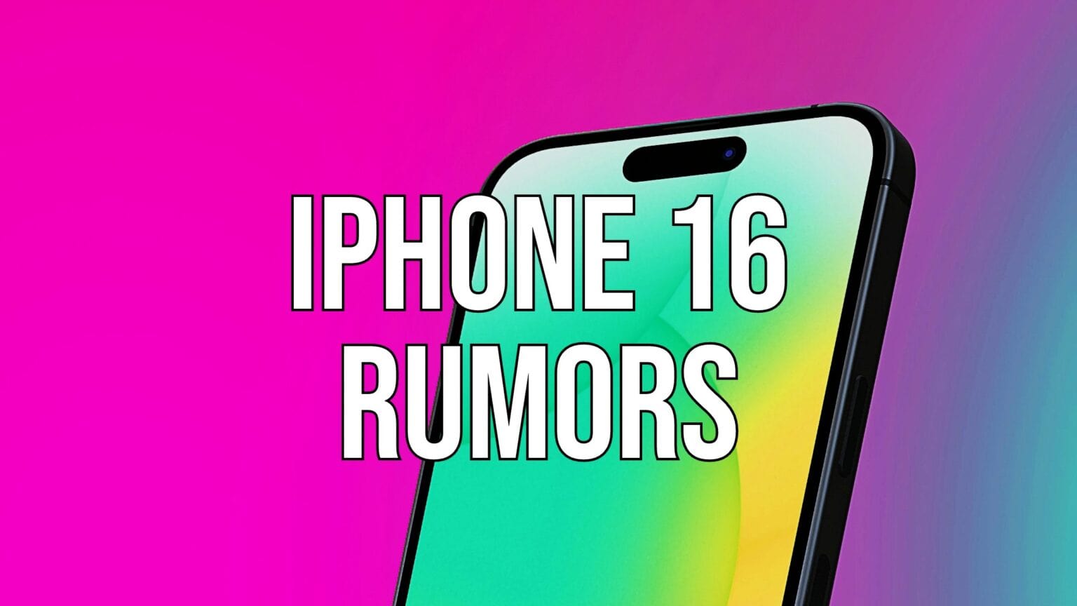 Graphic to illustrate iPhone 16 rumors.