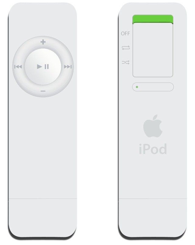 Photo showing front and back of the iPod shuffle