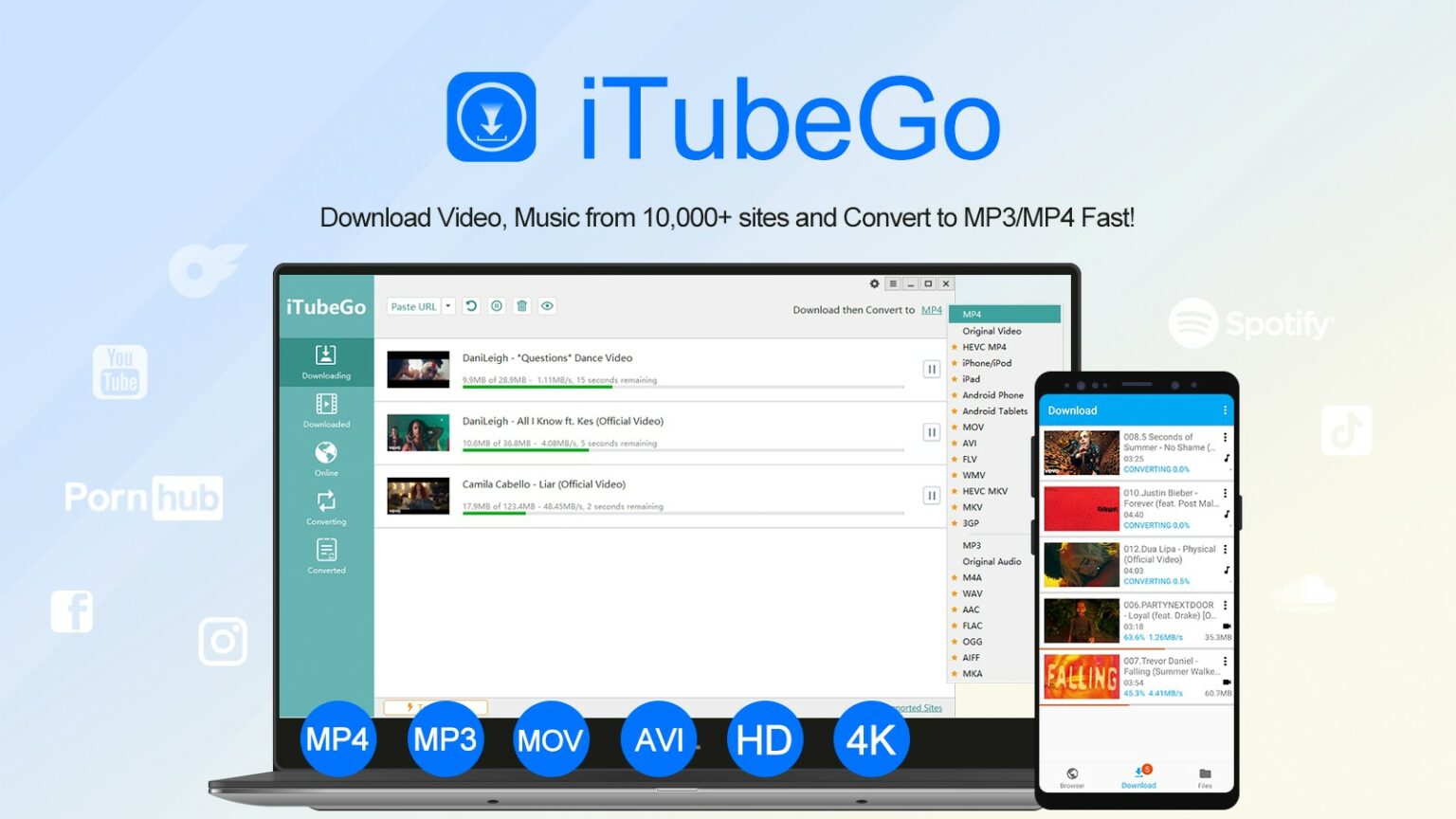 iTubeGo is a great tool for downloading videos as MP3 or MP4 files.