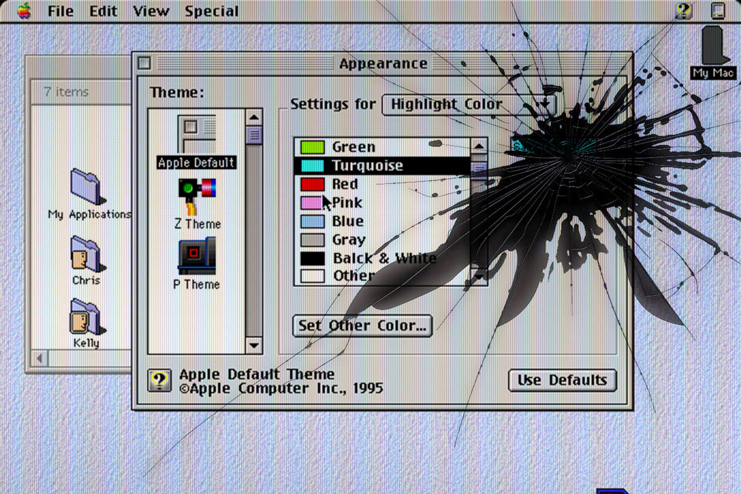 A screenshot of Mac OS Copland on a 