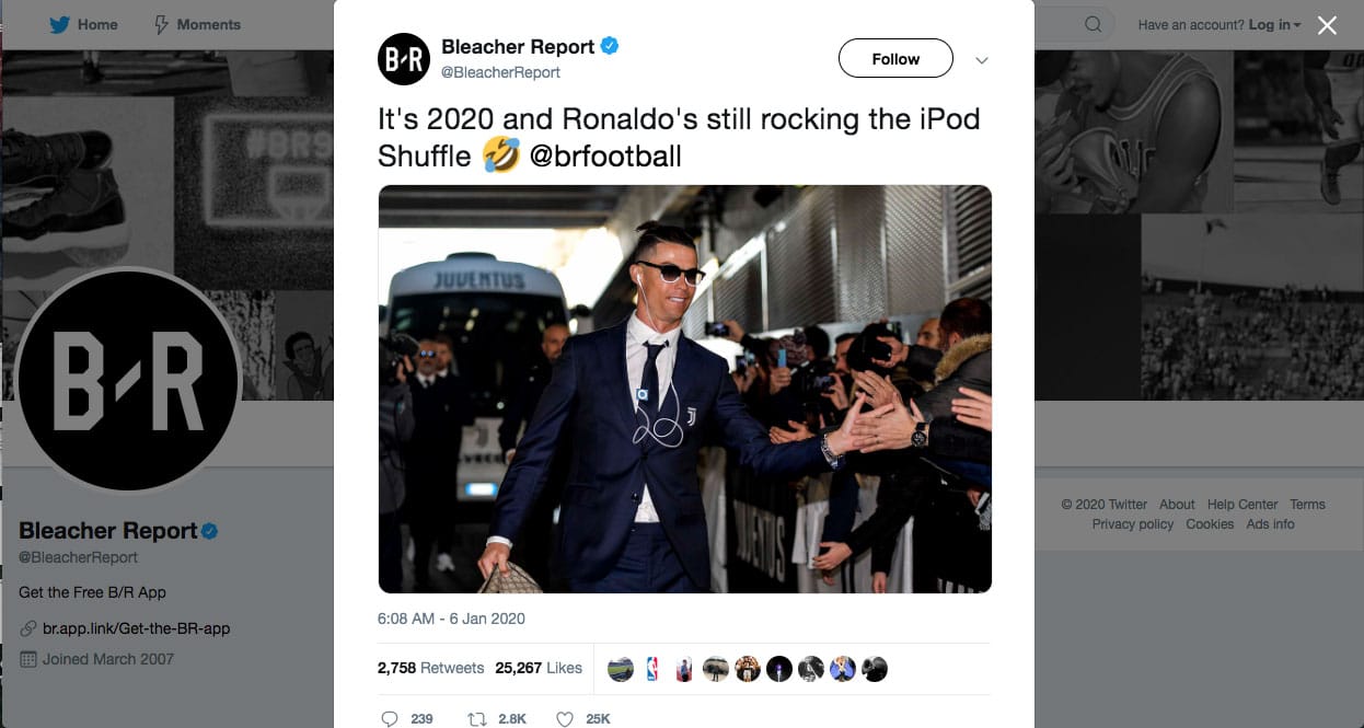 soccer star Ronaldo and his iPod Shuffle