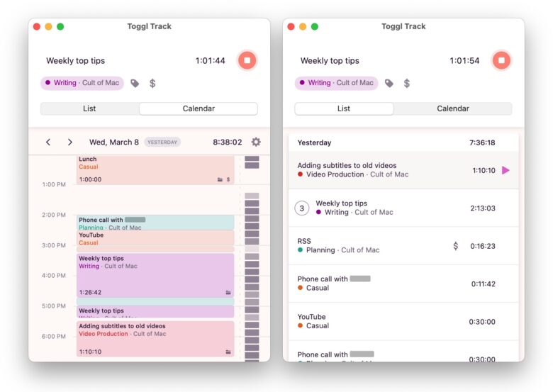 Time tracking with Toggl